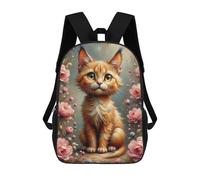 3D Printed Children Backpacks A Scruffy, Wide-eyed Cartoon Cat with A Huge Shiny Black Nose And Messy Black-and-white Fu Rucksacks Backpacks Fashion Casual Daypack Cute Travel Bags Outdoor Casual Dayp