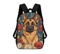 3D Printed Children Backpacks German Shepherd in Flowers German Shepherd with Bold Blooms Dog Wall Art Print Rucksacks Backpacks Fashion Casual Daypack Cute Travel Bags Outdoor Casual Daypack for Bo