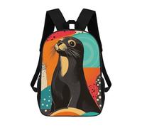3D Printed Children Backpacks Seal Pop Art Playful Seal Illustration Vibrant Seal Pop Art Design Rucksacks Backpacks Fashion Casual Daypack Cute Travel Bags Outdoor Casual Daypack for Boy And Girl
