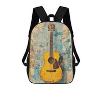 3D Printed Children's 17inch Backpack Vintage Acoustic Guitar Art Print Travel Lightweight School Bag Fashion Backpack for Kids School Students