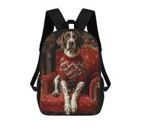 3D Printed Children's 17inch Dog in Christmas Sweater Portrait German Shorthaired Pointer in Sweater School Backpack High Capacity Travel Book School Bags for Boys Elementary And Middle School Studen