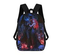 3D Printed Children's Backpack Baron Samedi And Maman Brigitte Gothic Romance in A Graveyard School Backpack High Capacity Travel Book Bags for Boys Elementary And Middle School Students 17inch