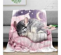 3D Printed Chinchilla sleeping Bed Throw Microfiber Ultra Soft Warm Bedding Cute animal Fluffy Blanket Breathable All Season for Office Workers Students Teens Young Adults 40x50inch(100x130cm)