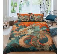 3D Printed Chinese Dragon Duvet Cover Sets Bedding Set Quilt Covers Zipper Closure Comforter Cover Microfiber Duvet Cover 3 Piece Duvet Cover Set for Teens And Adults Quilt Cover Set Double（200x20