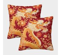 3D Printed Chinese Dragon Throw Pillow Covers Chinese Art Chinese Style Pillow Case Cushion Decorative Super Soft Pack of 2 for Sofa Couch Bed 40x40cm