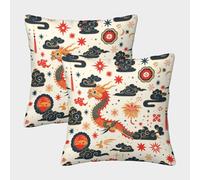 3D Printed Chinese Dragon Throw Pillow Covers Chinese Art Chinese Style Pillow Case Cushion Decorative Super Soft Pack of 2 for Patio,Couch, Tent, Balcony And Sofa 40x40cm