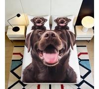 3D Printed Chocolate Labrador Fitted Sheet Microfiber Non-slip Dog Pattern Bed Cover for Bedroom Decor Mattress Protection 90x200x25cm