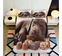 3D Printed Chocolate Labrador Puppy Fitted Sheet Microfiber Non Slip Bed Cover Easy Care for Bedroom Decor 118x200cm 200x200x25cm