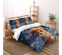 3D Printed Christmas Deer Duvet Cover Wild Land Animal Bedding Set 3 Pieces Luxury Microfiber with Pillowcases,Hidden Zipper for Boys And Girls King（220x240cm） Room Decor