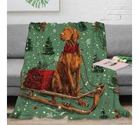 3D Printed Christmas dog sleigh Bed Blanket Microfiber Ultra Warm Thermal Bedding Soft vector illustration Cosy Throw Machine Washable No Shedding for Men Women Kids Households 40x50inch(100x130cm)