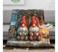 3D Printed Christmas gnomes Thermal Blanket Microfiber Ultra Warm Bedding Soft Festive winter scene Cozy Throw Blanket Lightweight All Season for Homeowners Renters Adults 40x50inch(100x130cm)
