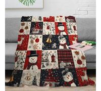 3D Printed Christmas quilt Thermal Blanket Microfiber Soft Cosy Bedding Warm Festive patchwork design Blanket Compact Portable Non Pilling for Office Workers Teens Adults 70×80inch(180x200cm)