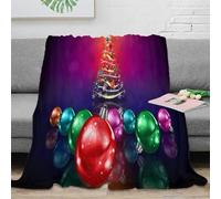 3D Printed Christmas tree Bed Throw Microfiber Warm Soft Bedding Durable festive holiday design Travel Blanket Compact Portable Non Pilling for Campers Travellers Families 60x80inch(150x200cm)