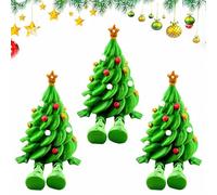 3D Printed Christmas Tree Desk Decorations 3Pcs Small Plastic Christmas Trees Figurine with Articulated Legs Cute Children's Gifts Festive Desktop Figurine for Home Office Party
