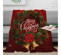 3D Printed Christmas wreath Bed Throw Microfiber Ultra Soft Warm Bedding Festive holiday design Fluffy Blanket for Friends Colleagues Loved Ones 80×90inch(200x230cm)