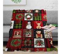 3D Printed Christmas-wreath Nap Blanket Microfiber Soft Warm Bedding Lightweight Festive-plaid-pattern Travel Blanket Portable Non Pilling for Office Workers Adults Teens 70×80inch(180x200cm)