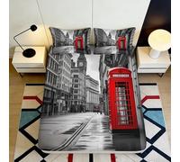 3D Printed City Scene Fitted Sheet Microfiber Deep Pocket Non-Slip Bedroom Bedding London City Mattress Fitted Cover 180x200x25cm