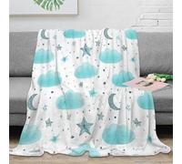 3D Printed clouds-stars-pattern Lounge Throw Microfiber Warm Cosy Bedding Soft watercolor-night-themed Living Room Throw Anti Static Fade Resistant for Kids Adults Families 80×90inch(200x230cm)