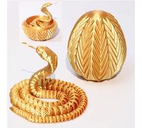 3D Printed Cobra, 24-Inch Cobra Inside Fidget Toy for Adults, 3D Printed Articulated Cobra Dragon Egg, Posable Flexible Crystal Cobra Toy for ADHD/Autism (golden)