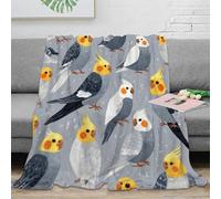 3D Printed Cockatiel birds Fluffy Blanket Microfiber Ultra Soft Warm Bedding Colorful pet Throw Blanket Thoughtful Gift for Friends Colleagues Loved Ones 40x50inch(100x130cm)