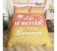 3D Printed Coconut Tree Duvet Cover Super King Size For Kids Teens Orange-Yellow FlashBedding Set The Ultra-Soft 3 Pieces includes1 Quilt Covers 260x220 and 2 Pillowcases J.1608