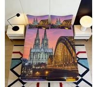 3D Printed Cologne Cathedral Fitted Sheet Microfiber Bridge Night Mattress Cover Bedroom Decor House Dorm Protection 90x200x25cm