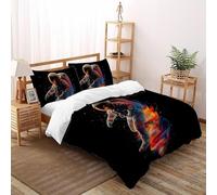 3D Printed Colorful Astronaut Duvet Cover Star Galactic Bedding Set 3Pcs Soft Microfiber with Pillowcases,Hidden Zipper for Boys And Girls Double(200x200cm) Idea
