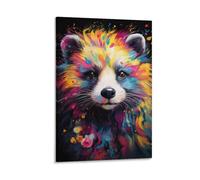3D Printed Colorful Bear Canvas Wall Art Waterproof Decor Poster nan