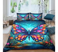 3D Printed Colorful butterfly Duvet Cover Polyester Fantasy art style Quilt Cover Stain Resistant Easy Care for Uni Student Shared Apartment Bedroom Daily Use Super king（260x220cm）