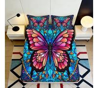 3D Printed Colorful Butterfly Fitted Sheet Microfiber Deep Pocket Non-Slip Bedroom Bedding Colorful Butterfly Mattress Fitted Cover Washable 120x200x25cm