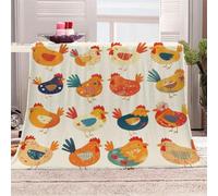 3D Printed Colorful Cartoon Chickens-01 Flannel Fleece Blanket (270GSM) Childlike Fun And Pastoral Style Super Cozy 270x230 cm King Size Fade Resistant Home Decor Gift - Machine Washable