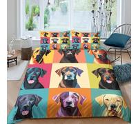 3D Printed Colorful Dog Pattern Fitted Sheet Microfiber Soft Breathable Pop Art Bed Cover for Bedroom Guest Room Mattress Protection Single（135x200cm）