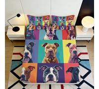 3D Printed Colorful Dog Pop Art Fitted Sheet Microfiber Soft Breathable Cartoon Pattern Mattress Cover Bedroom Decor 90x200x25cm