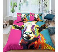3D Printed Colorful Goat Quilt Cover, Microfiber Bedding Cover Hidden