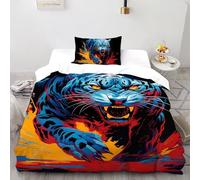 3D Printed Colorful Leopard Duvet Cover Wild Land Animal Bedding Set 2Pcs Soft Microfiber with Pillowcases,Hidden Zipper for Boys And Girls Single（135x200cm） Modern Home Decor