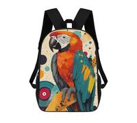 3D Printed Colorful Parrot Abstract Art Print Tropical Home Décor, Bird Lover Gift, Vibrant Wall Art Macaw ... Children School Backpack Fashion Rucksack Casual Travel 17inch Backpacks Large Capacity