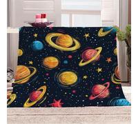 3D Printed Colorful Planet Star-2 Flannel Fleece Blanket （270GSM） Space Exploration Master Super Cozy 150x200 cm Double Size Fade Resistant Home Decor Gift - Machine Washable