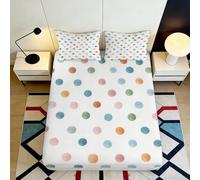 3D Printed Colorful Polka Dot Fitted Sheet Microfiber Soft Bed Cover Rainbow Spot Mattress Protector for Bedroom Guest Room 90x200x25cm