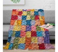 3D Printed colorful quilt blocks Nap Blanket Microfiber Soft Warm Bedding Breathable handmade patchwork Bedding Throw Non Pilling Fade Resistant for Homeowners Renters Families 70×80inch(180x200cm)