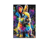 3D Printed Colorful Rabbit Canvas Wall Art, HD, Waterproof, Easy Hang nan