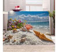 3D Printed Colorful Shells On The Beach Flannel Fleece Blanket (270GSM) Natural Scenery Super Cozy 220x240 cm Queen Size Fade Resistant Home Decor Gift - Machine Washable