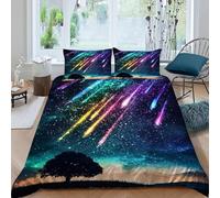 3D Printed Colorful Shooting Stars Duvet Cover Super King Size For Kids Teens Starry Sky Theme Bedding Set The Ultra-Soft 3 Pieces includes 1 Quilt Covers 260x220 and 2 Pillowcases L.1806