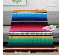 3D Printed Colorful striped textile Fluffy Blanket Ultra Soft Warm Bedding Mexican folk art Throw Blanket Wrinkle Resistant Machine Washable for Campers Travellers Families 50x60inch(127x152cm)