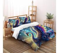 3D Printed Colorful Swan Quilt Cover Wild Animal Bird Bedding Set 3Pcs Luxury Microfiber with Pillowcases,Hidden Zipper for Boys And Girls Super King(260x220cm) Room Decor