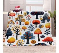 3D Printed Colorful Tree Mushrooms-10 Flannel Fleece Blanket （270GSM） Full Of Childlike Fun Super Cozy 220x240 cm Queen Size Fade Resistant Home Decor Gift - Machine Washable