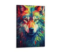 3D Printed Colorful Wolf Canvas Wall Art Waterproof For Room Decor nan