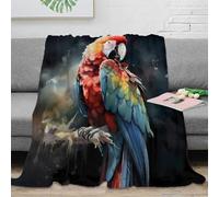 3D Printed ColorfulParrot Bedding Blanket Warm Soft Bedding Cosy ArtisticWatercolorStyle Couch Blanket Wrinkle Resistant Anti Static for Young Adults Renters Apartment Dwellers 50x60inch(127x152cm)
