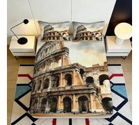 3D Printed Colosseum Fitted Sheet Microfiber Deep Pocket Non-Slip Bedding Set Roman Architecture Mattress Fitted Cover for Bedroom Adults 200x200x25cm