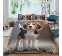 3D Printed Comfy Microfibre beagle puppy Quilt Cover Sets Easy Care Bedding Set with Pillowcases cute pet photography Bed Quilt Cover All Season Machine Washable for Home Decor Double（200x200cm）