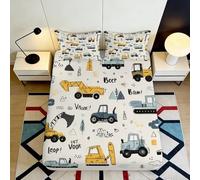 3D Printed Construction Pattern Fitted Sheet Microfiber Deep Pocket Non-Slip Construction Mattress Fitted Cover Bedroom Bedding for Adults Teens 120x200x25cm